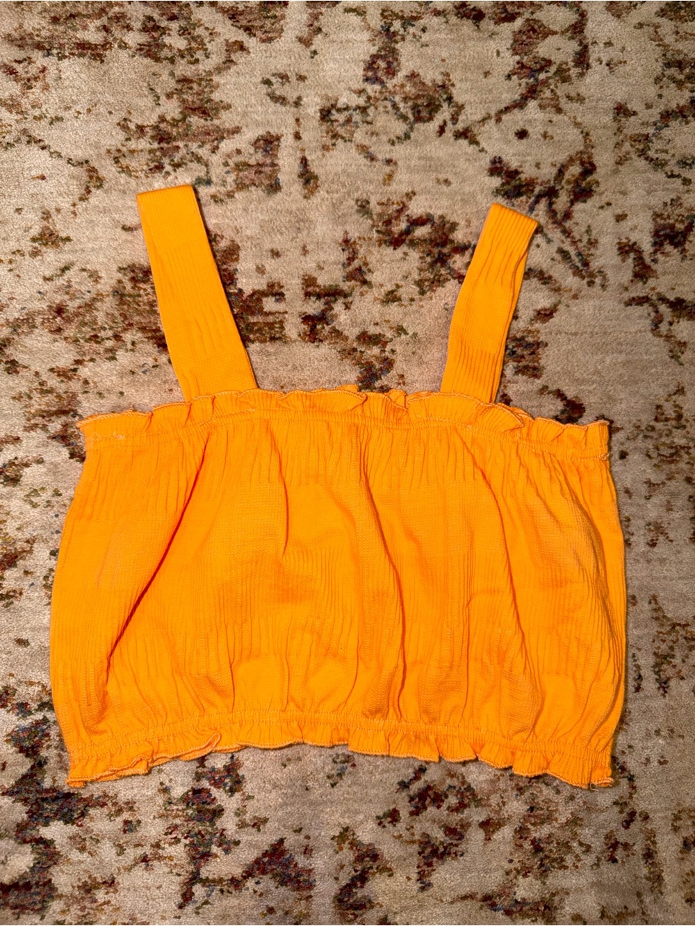ZARA Bright Orange Smocked Crop Tank Top